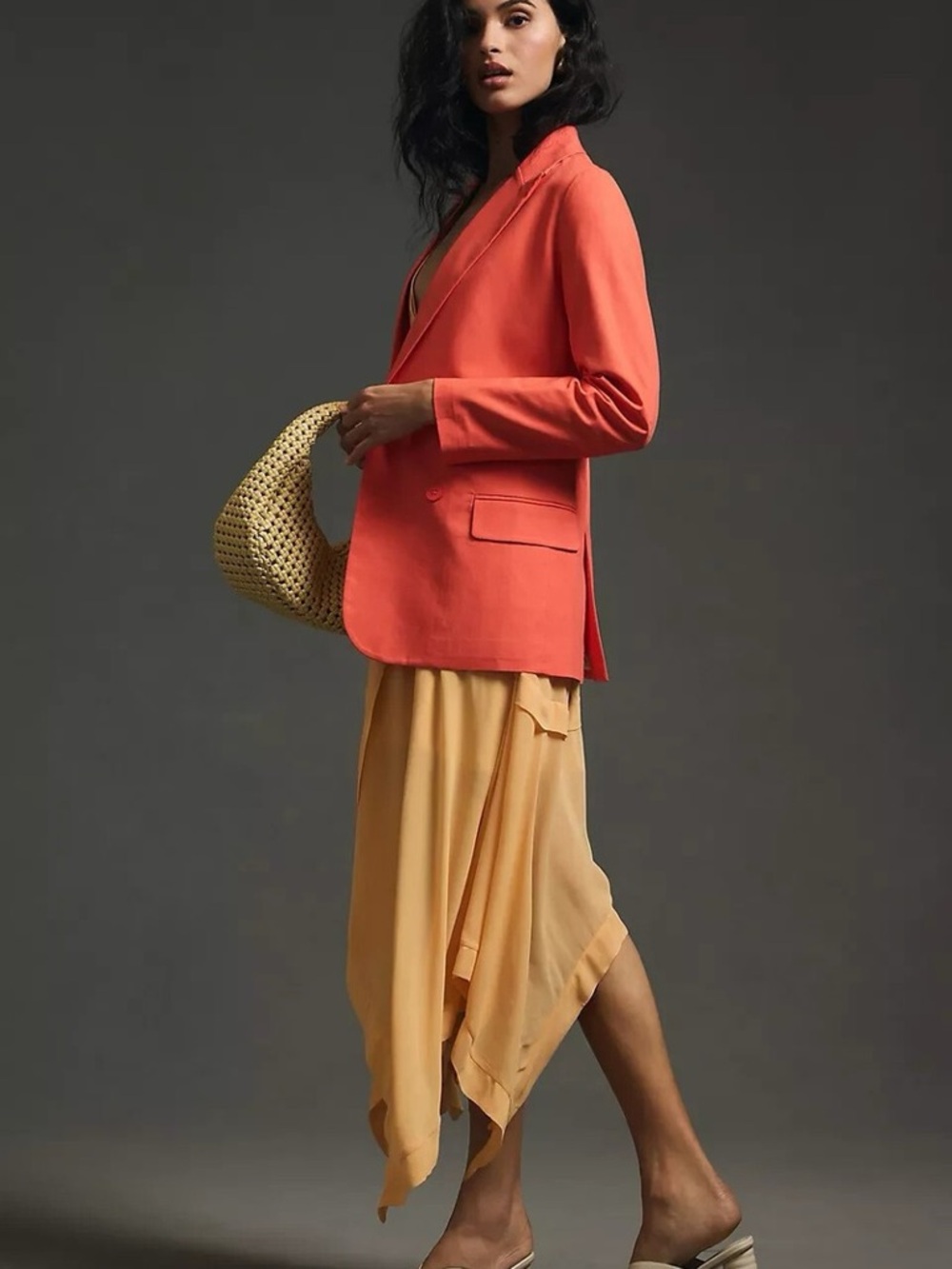 ANTHROPOLOGIE DOLAN LINEN BOYFRIEND DOUBLE BREASTED BLAZER  COAT CORAL Sz M NWOT - Picture 12 of 15